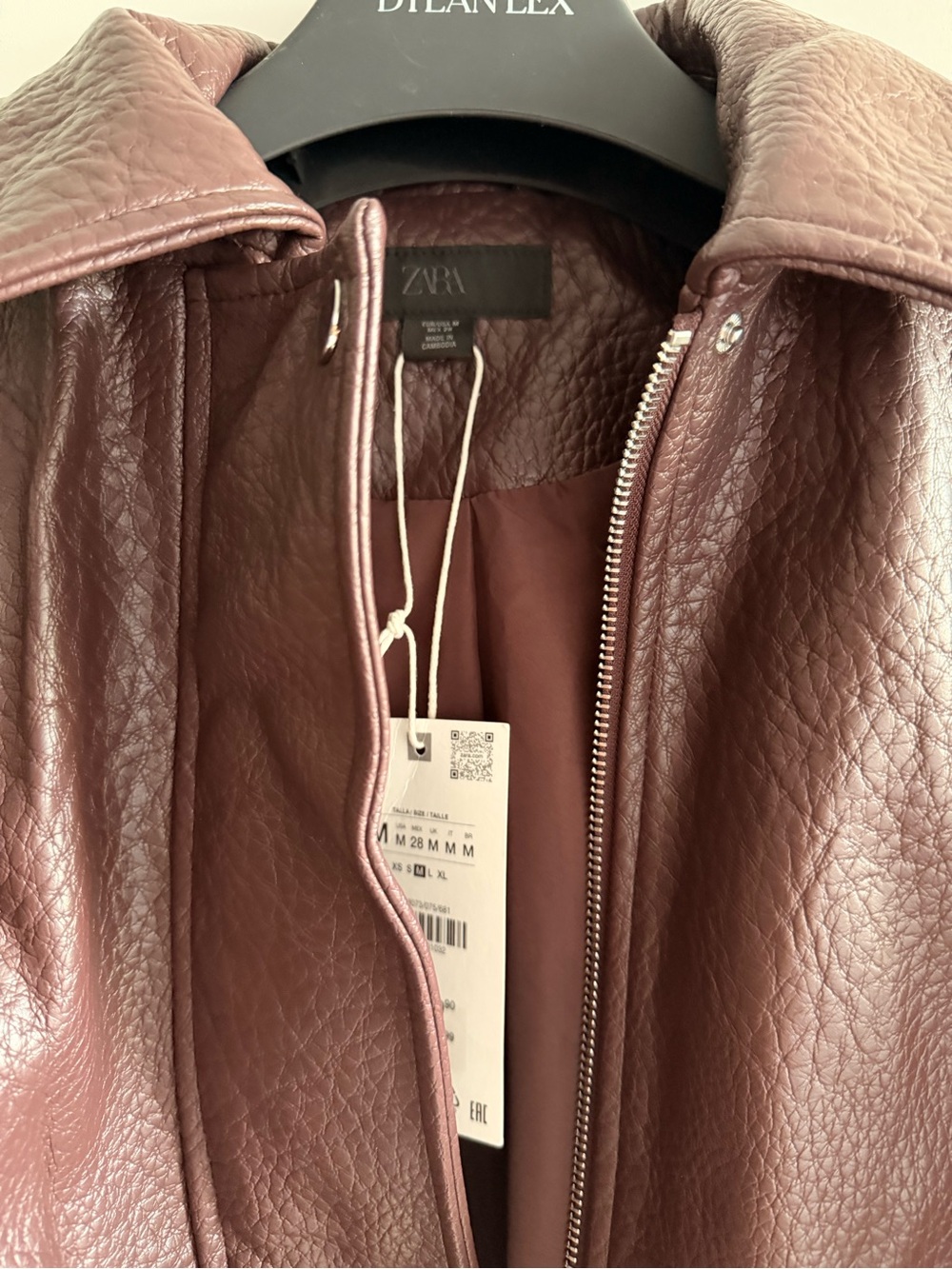 Zara Women's burgundy / brown Faux-Leather Jacket